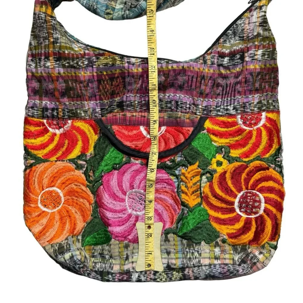 Women's Hobo Bohemian Floral Embroidered Shoulder Bag Crossbody Purse Pocketbook